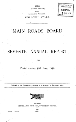 Roads Board of New South Wales, 1931-32