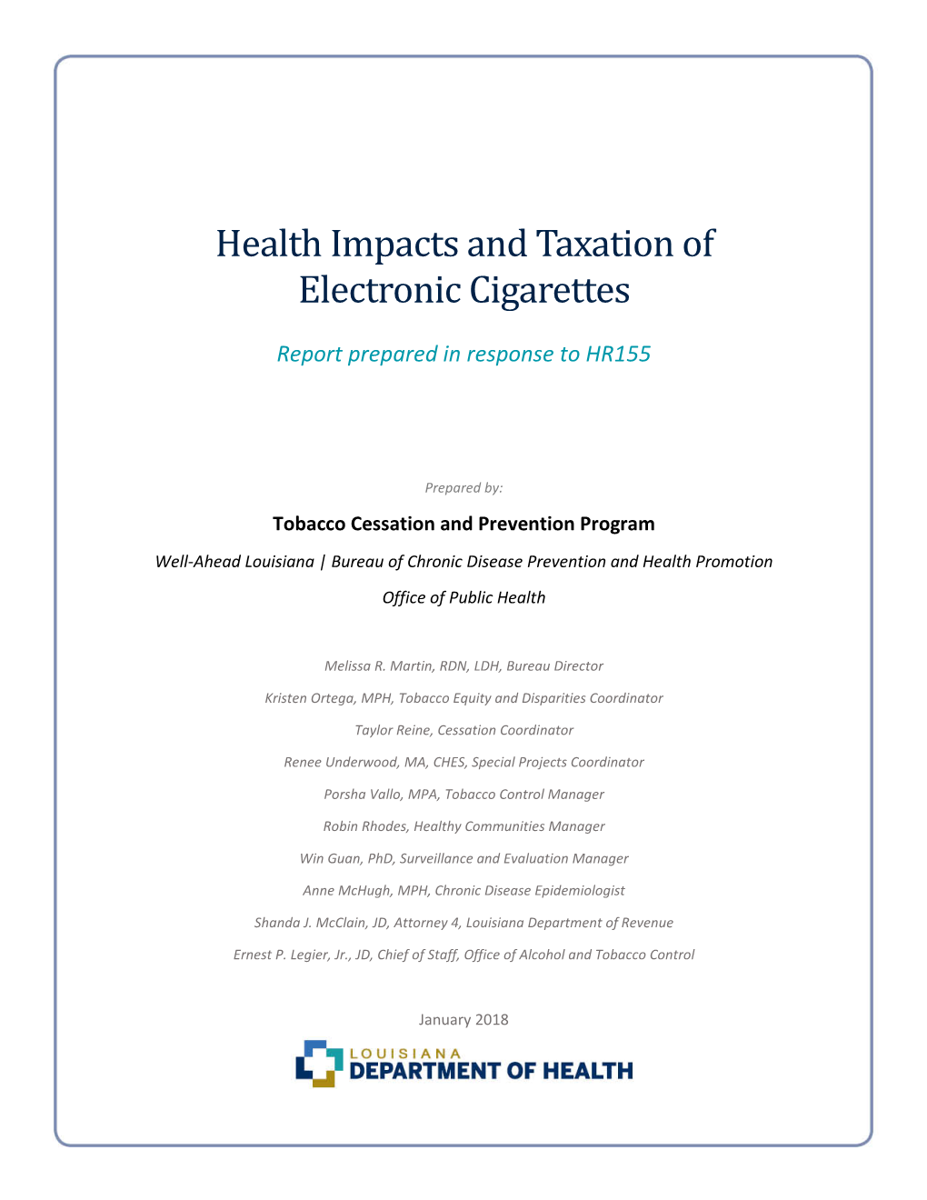 Health Impacts and Taxation of Electronic Cigarettes