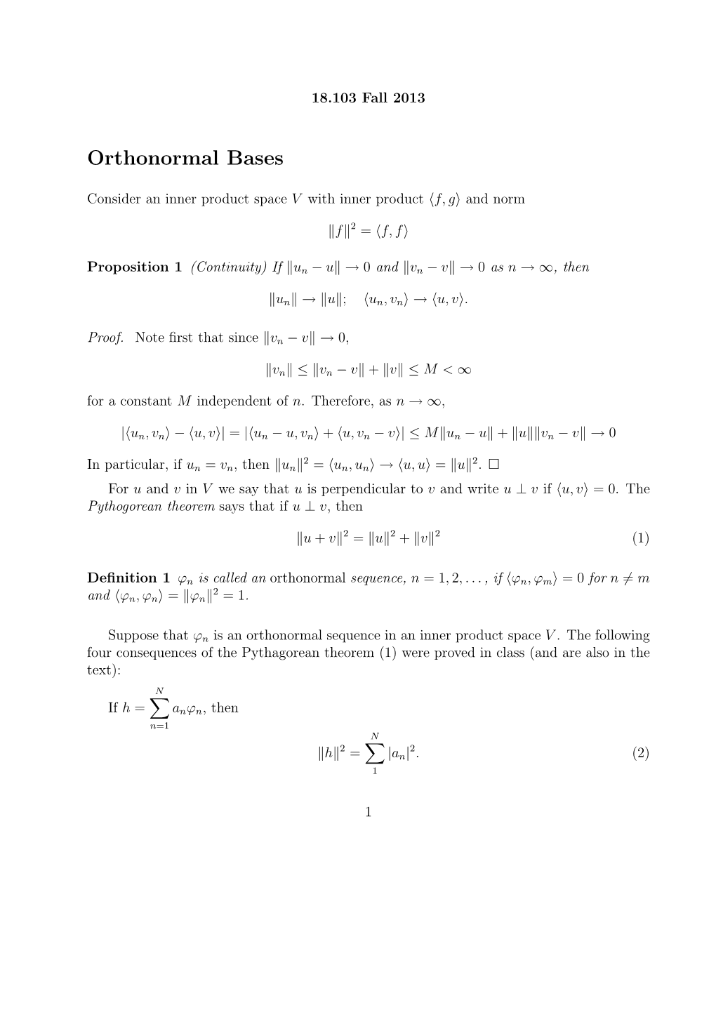 Orthonormal Bases