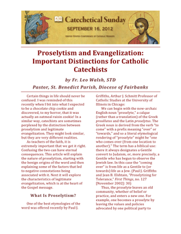 Proselytism and Evangelization: Important Distinctions for Catholic Catechists by Fr