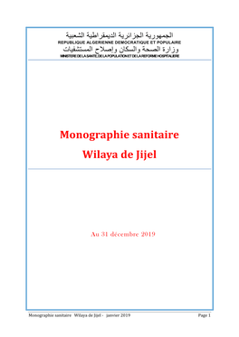 Monographie Sanitaire Wilaya De Jijel - Janvier 2019 Page 1