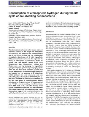 Consumption of Atmospheric Hydrogen During the Life Cycle of Soil-Dwelling Actinobacteria