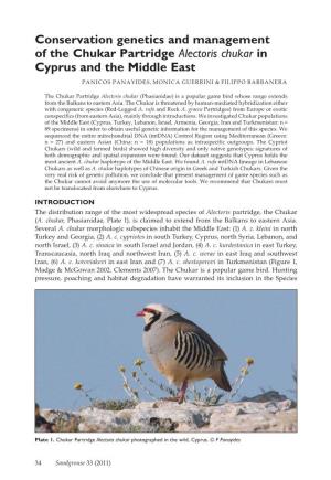 Conservation Genetics and Management of the Chukar Partridge Alectoris Chukar in Cyprus and the Middle East PANICOS PANAYIDES, MONICA GUERRINI & FILIPPO BARBANERA