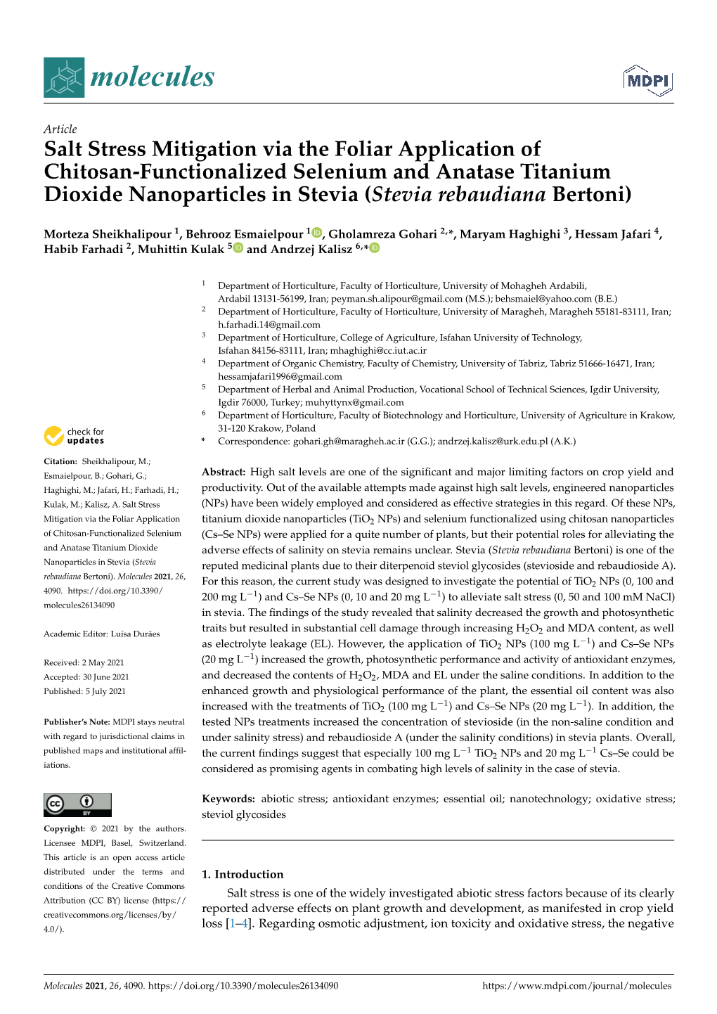 Salt Stress Mitigation Via The Foliar Application Of Chitosan ...