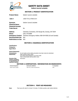 SAFETY DATA SHEET Sodium Lauroyl Lactylate