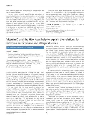 Vitamin D and the HLA Locus Help to Explain the Relationship Between Autoimmune and Allergic Diseases