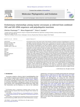 Evolutionary Relationships Among Marine Cercozoans As Inferred from Combined SSU and LSU Rdna Sequences and Polyubiquitin Insertions