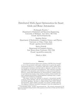 Distributed Multi-Agent Optimization for Smart Grids and Home Automation