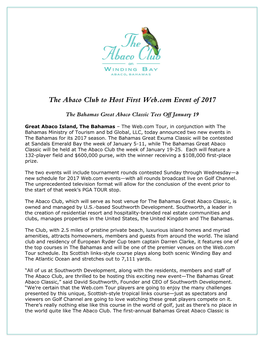 The Abaco Club to Host First Web.Com Event of 2017