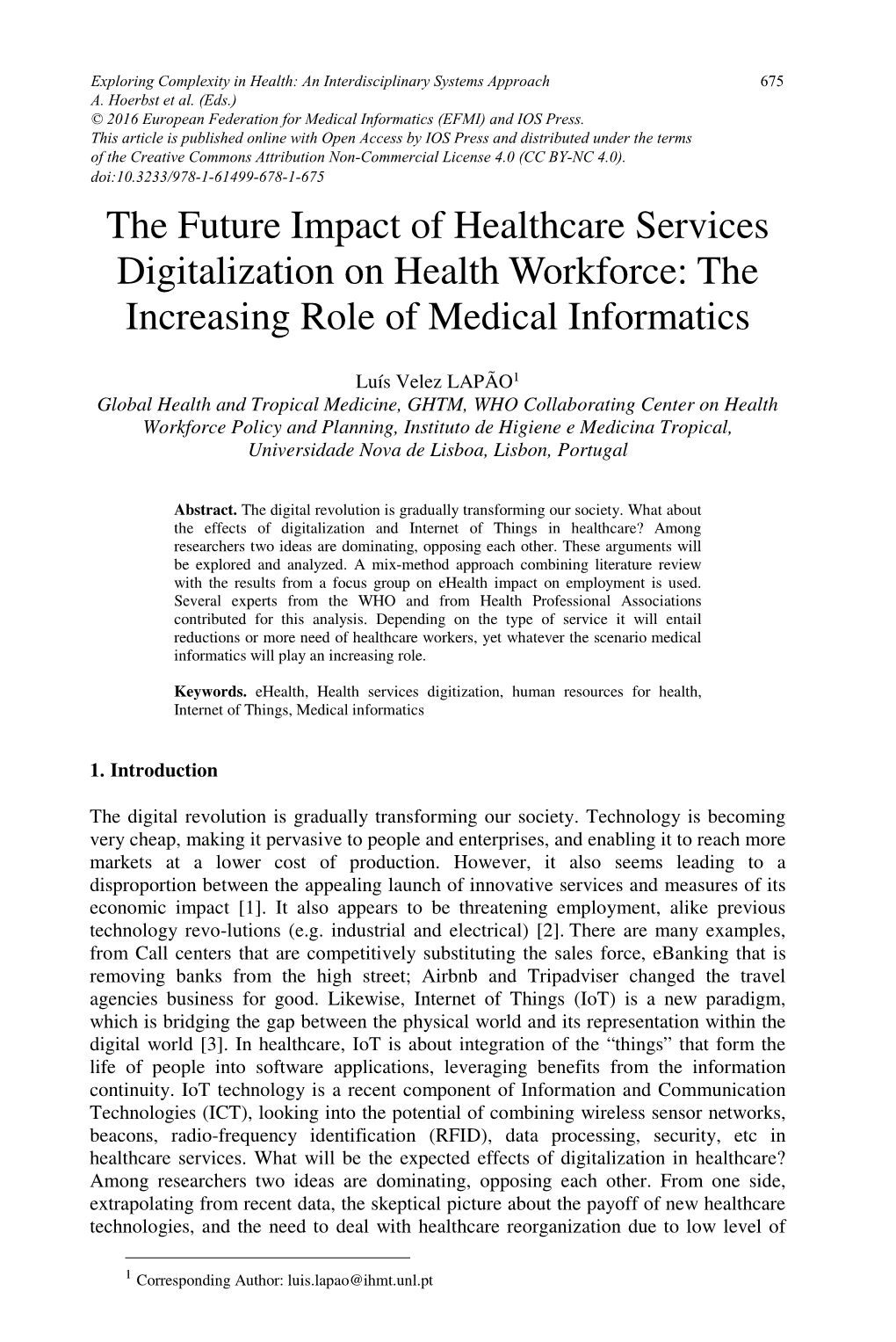 The Future Impact of Healthcare Services Digitalization on Health Workforce: the Increasing Role of Medical Informatics