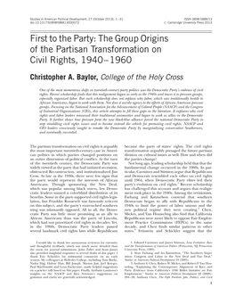 First to the Party: the Group Origins of the Partisan Transformation on Civil Rights, 1940–1960