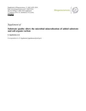 Supplement of Biogeosciences, 11, 4665–4678, 2014 Doi:10.5194/Bg-11-4665-2014-Supplement © Author(S) 2014