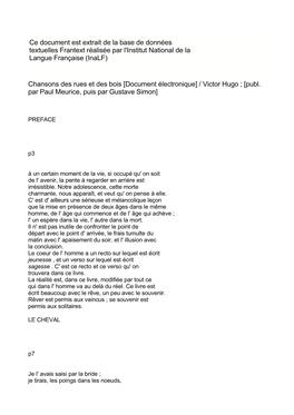 Ce Document Est Extrait De La Base De Données Textuelles Frantext Réalisée Par L'institut National De La Langue Française (Inalf)