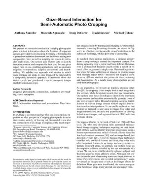 Gaze-Based Interaction for Semi-Automatic Photo Cropping