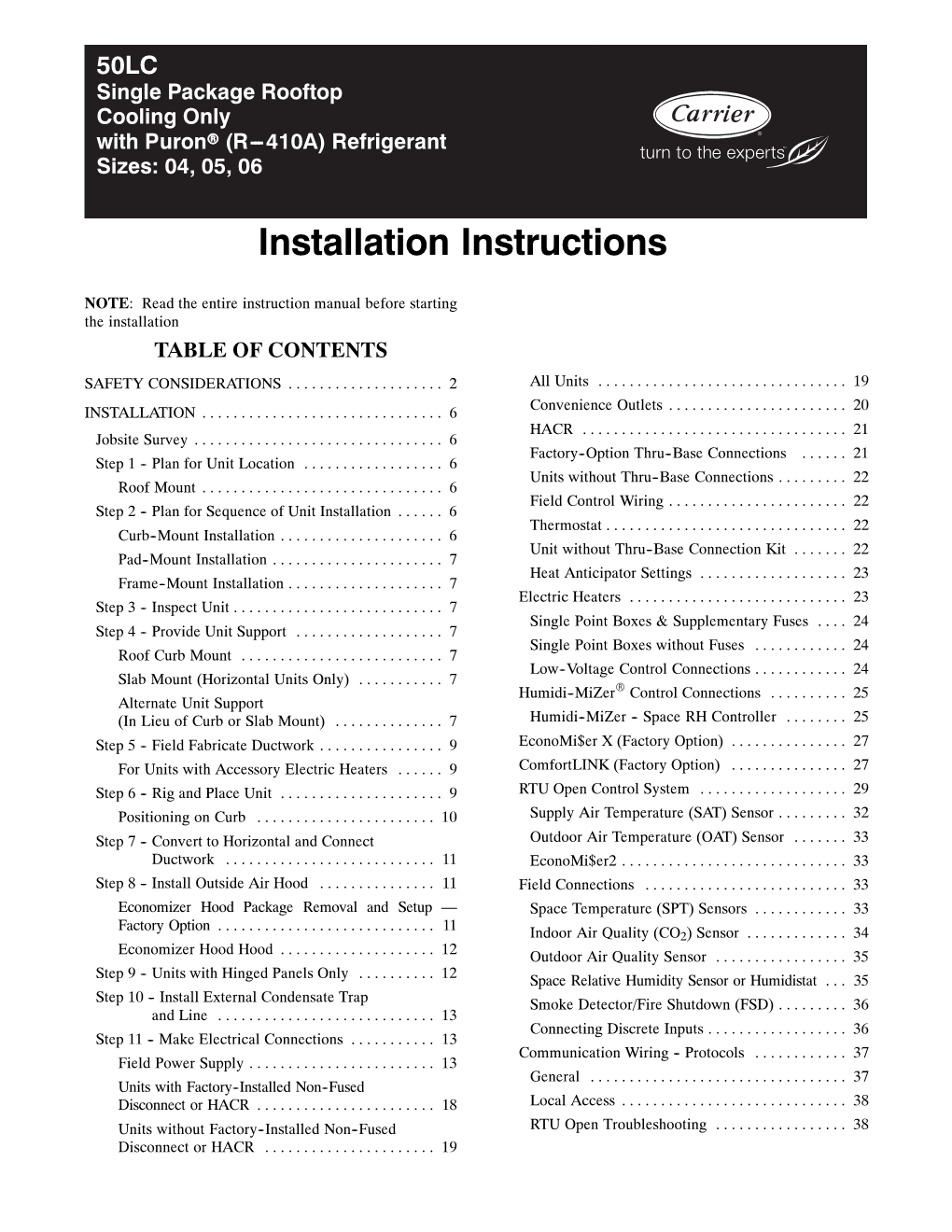 Installation Instructions