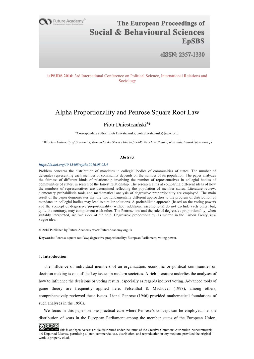 Alpha Proportionality and Penrose Square Root Law