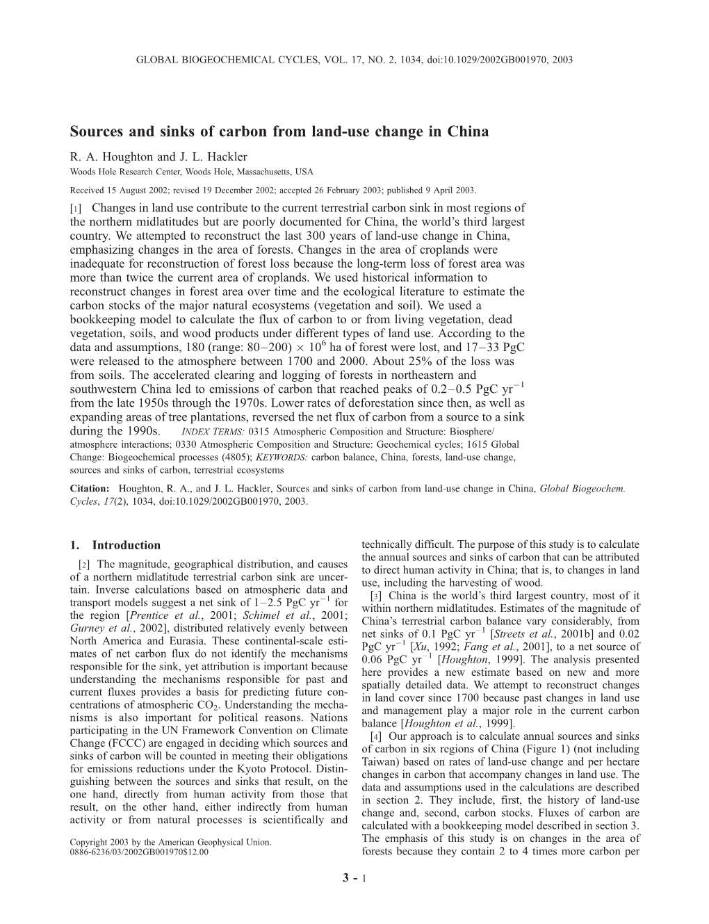 Sources and Sinks of Carbon from Land-Use Change in China R