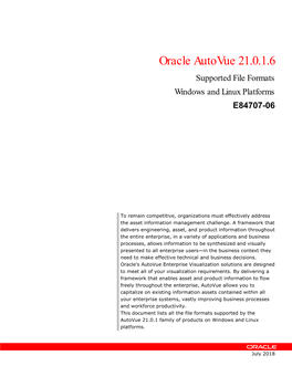 Oracle Autovue Supported File Formats, Windows and Linux