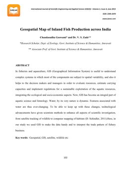Geospatial Map of Inland Fish Production Across India
