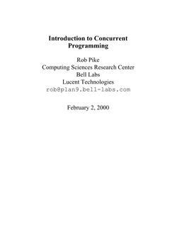 Introduction to Concurrent Programming