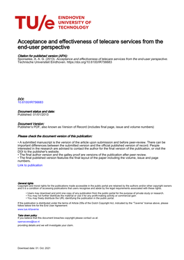 Acceptance and Effectiveness of Telecare Services from the End-User Perspective