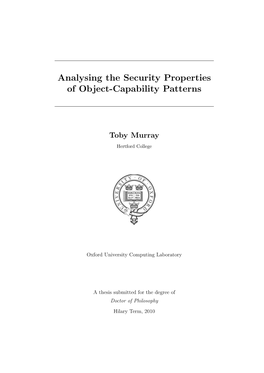 Analysing the Security Properties of Object-Capability Patterns