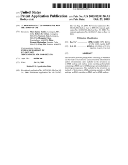 (12) Patent Application Publication (10) Pub. No.: US 2005/0239170 A1 Hedley Et Al