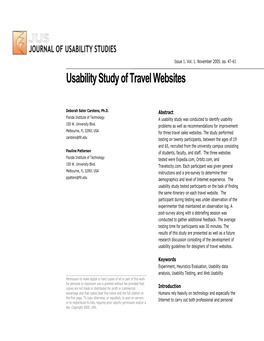 Usability Study of Travel Websites