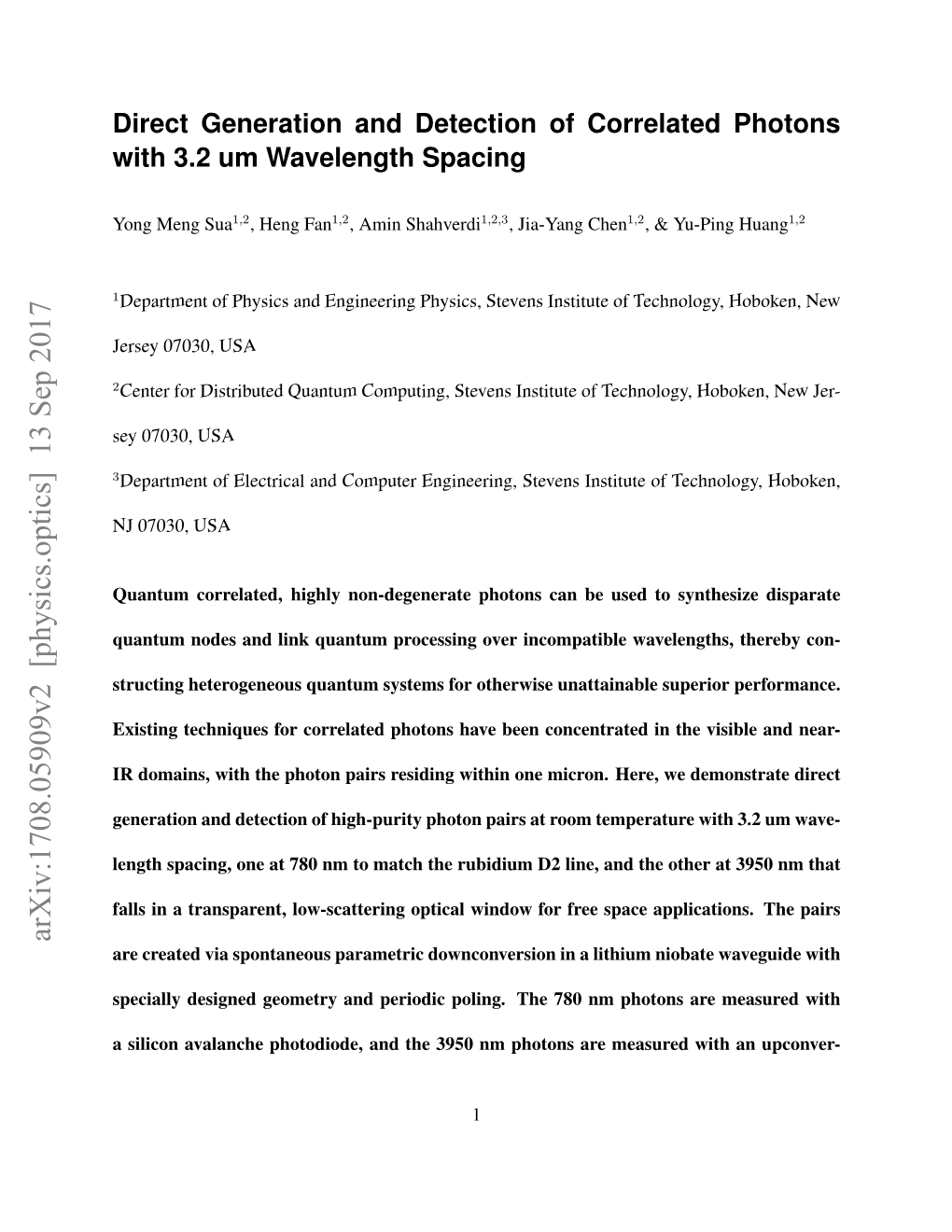 Direct Generation and Detection of Correlated Photons with 3.2 Um Wavelength Spacing