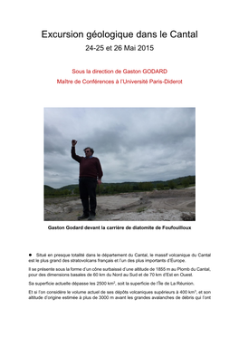 Excursion Géologique Dans Le Cantal 24-25 Et 26 Mai 2015