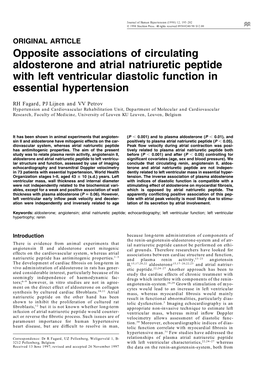 Opposite Associations of Circulating Aldosterone and Atrial Natriuretic Peptide with Left Ventricular Diastolic Function in Essential Hypertension