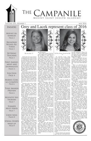 Grey and Lacek Represent Class of 2016 What’S Inside Mount As- Tripsemblies to Le Puy Page 2