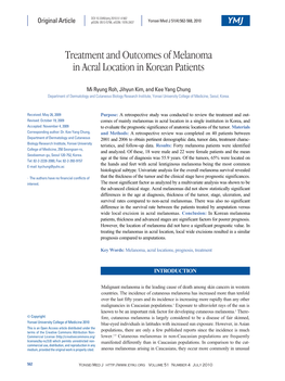 Treatment and Outcomes of Melanoma in Acral Location in Korean Patients