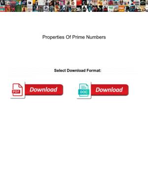 Properties of Prime Numbers