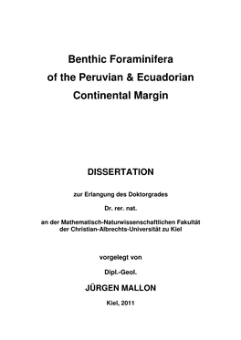 Benthic Foraminifera of the Peruvian & Ecuadorian Continental Margin