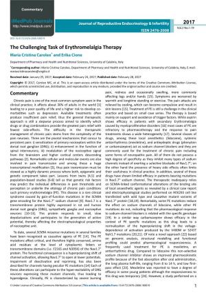 The Challenging Task of Erythromelalgia Therapy Maria Cristina Caroleo* and Erika Cione