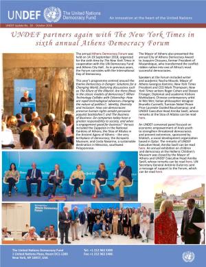 UNDEF Partners Again with the New York Times in Sixth Annual Athens Democracy Forum