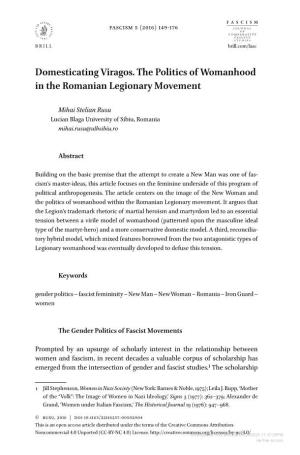 Domesticating Viragos. the Politics of Womanhood in the Romanian Legionary Movement