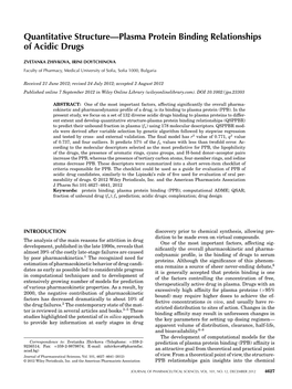 Quantitative Structure—Plasma Protein Binding Relationships of Acidic Drugs