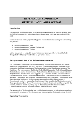 Referendum Commission Official Languages Act 2003