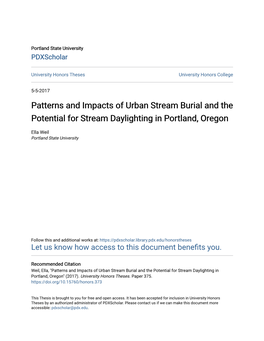 Patterns and Impacts of Urban Stream Burial and the Potential for Stream Daylighting in Portland, Oregon