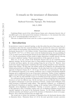 A Remark on the Invariance of Dimension