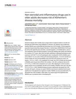 Non-Steroidal Anti-Inflammatory Drugs Use in Older Adults Decreases Risk of Alzheimer’S Disease Mortality