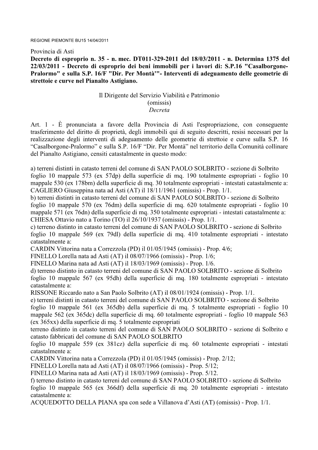 Aa Aa Provincia Di Asti 2011-04-06 34512 Pdf