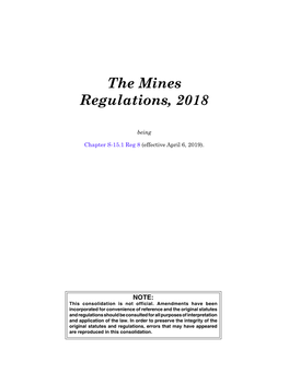 Mines Regulations, 2018, S-15.1 Reg 8
