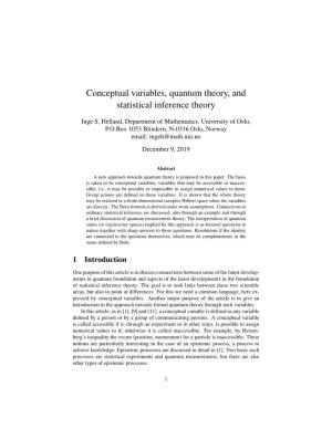 Conceptual Variables, Quantum Theory, and Statistical Inference Theory