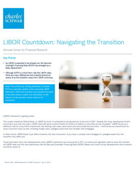 LIBOR Countdown: Navigating the Transition Schwab Center for Financial Research