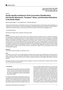 Gender Equality and Beyond: at the Crossroads of Neoliberalism, Anti-Gender Movements, “European” Values, and Normative Reiterations in the Nordic Model