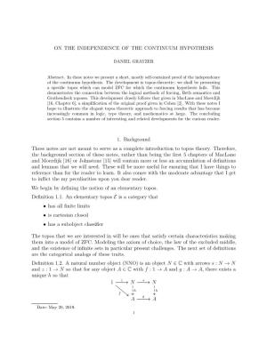 On the Independence of the Continuum Hypothesis