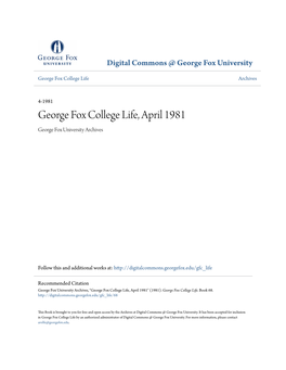George Fox College Life, April 1981 George Fox University Archives
